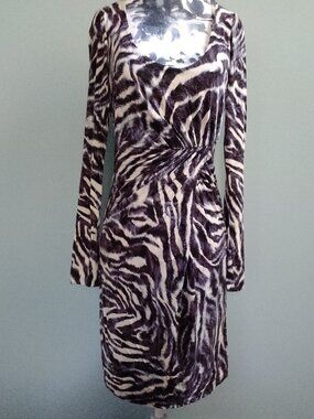 "Velvet" Brand Purple Abstract Animal Print Dress, size S